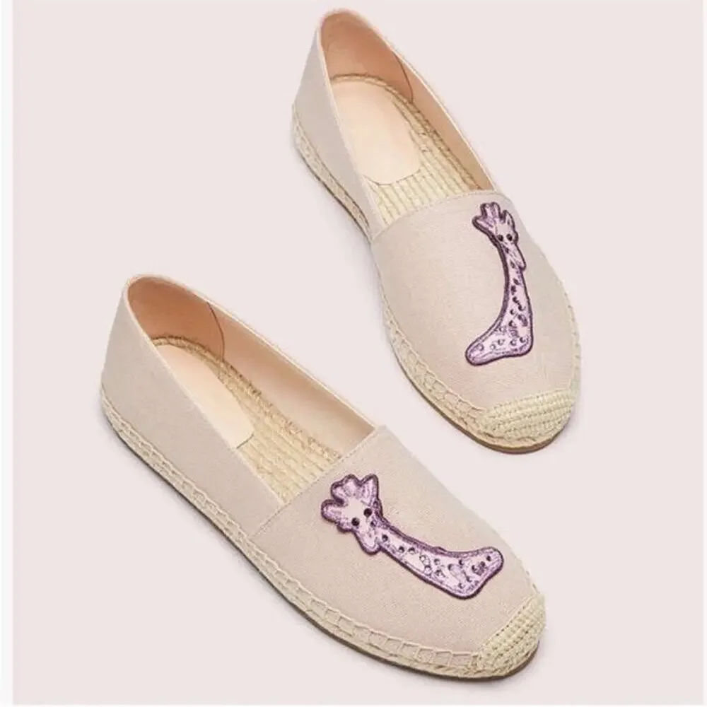 Kate Spade | Garden Giraffe Espadrilles Canvas Shoes Preppy Purple Pink Size 8.5